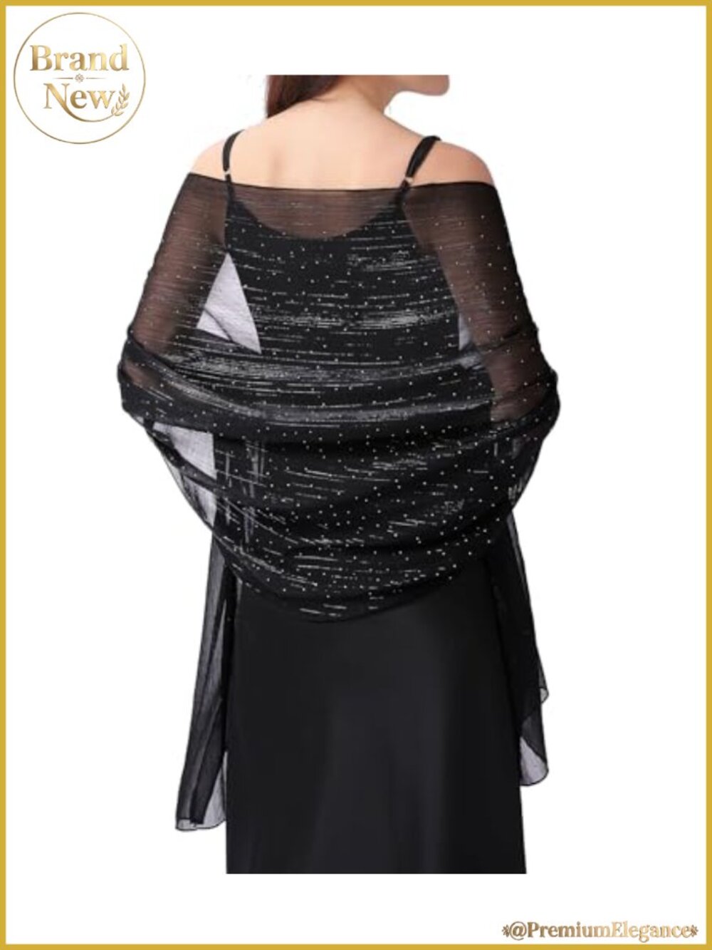 Chiffon Rhinestone Shawl Wrap for Women Lightweight Formal Wedding